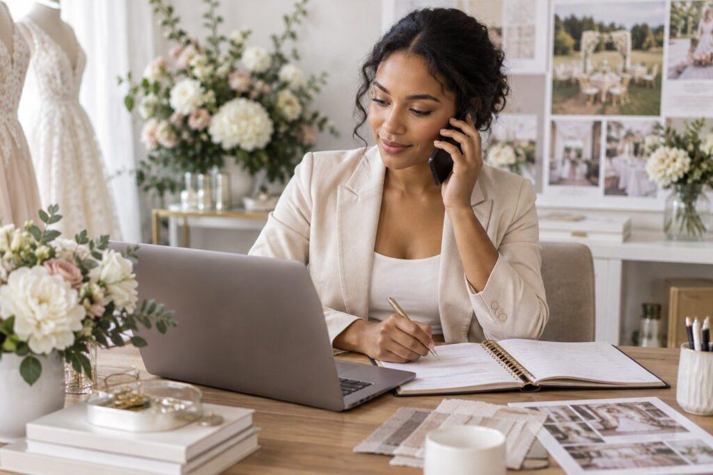 wedding planner handling a vendor cancellation by phone