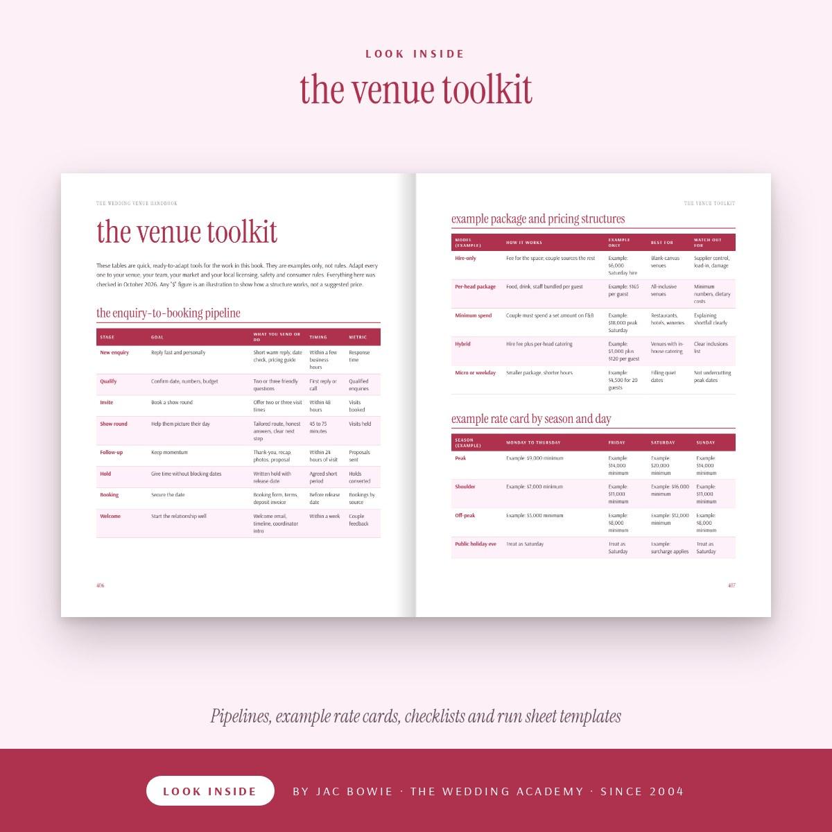 Wedding Academy | The Wedding Venue Handbook by Jac Bowie Look inside The Wedding Venue Handbook: The Venue Toolkit